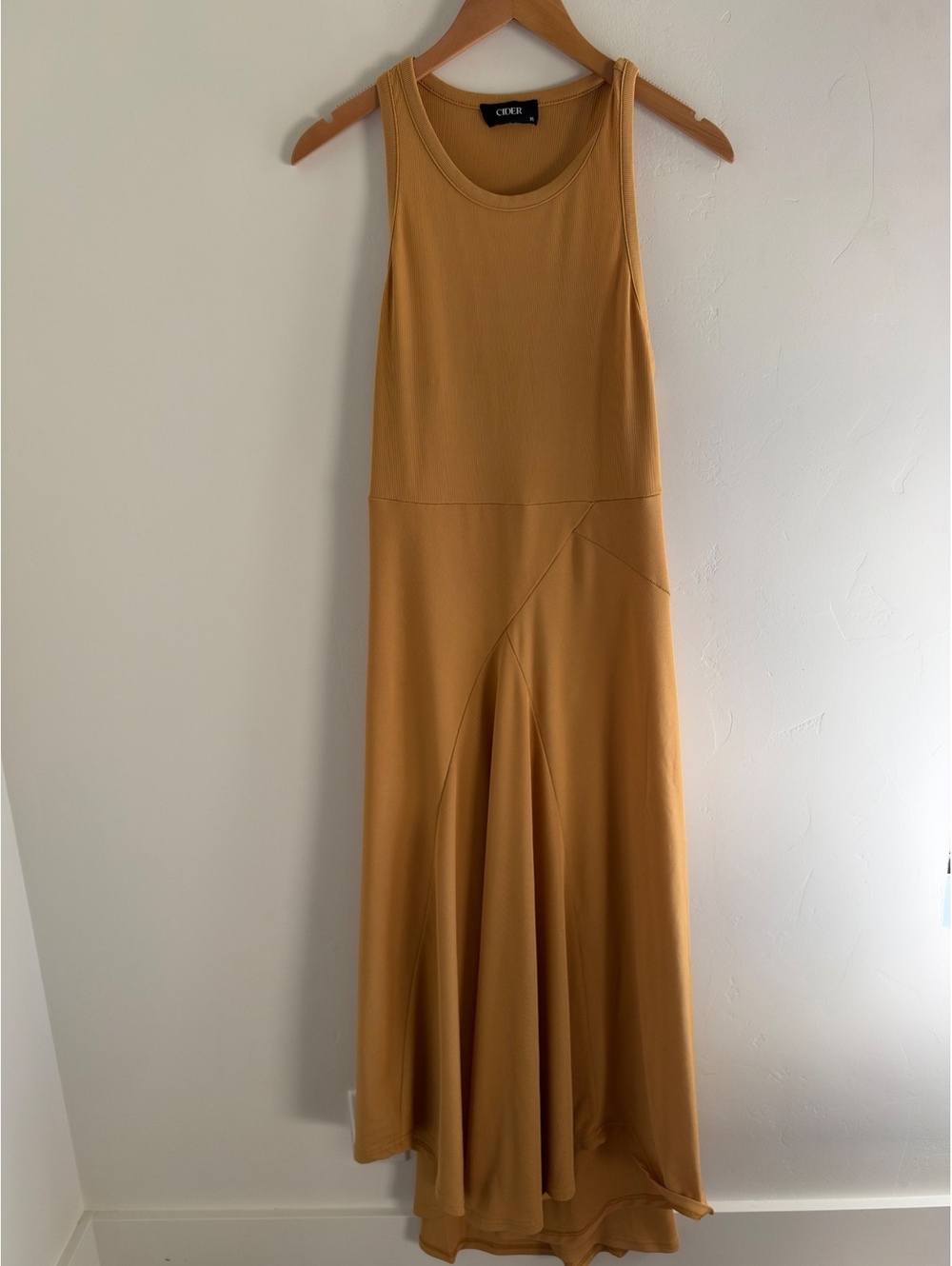 Cider Mustard Gold Ribbed Sleeveless Maxi Dress Size XL